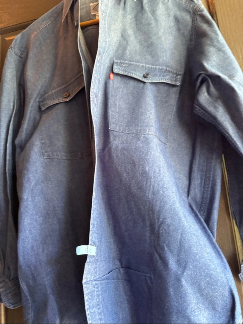 Levi's Diamond Label Blue Button Down Western Pocket Shirt Medium - Picture 7 of 7